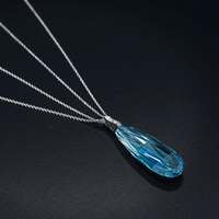 Aquamarine Briolette and Diamond Necklace in 18 Karat White Gold