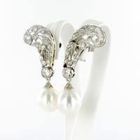 Cultured South Sea Pearls And Diamond Earrings In Platinum