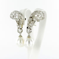 Cultured South Sea Pearls And Diamond Earrings In Platinum Cultured South Sea Pearls And Diamond Earrings In Platinum