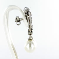 Cultured South Sea Pearls And Diamond Earrings In Platinum