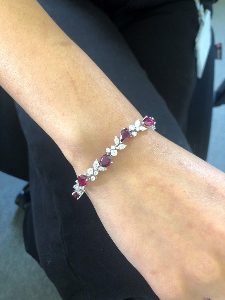 Elegant Ruby and Diamond Bracelet by Gübelin in 18 Karat White Gold Elegant Ruby and Diamond Bracelet by Gübelin in 18 Karat White Gold
