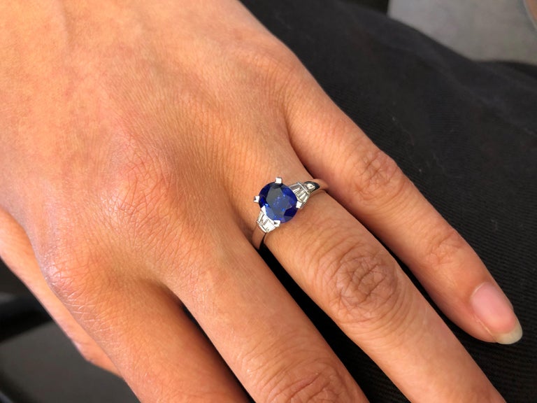 Classic Sapphire and Diamond Ring in 18 Karat White Gold Classic Sapphire and Diamond Ring in 18 Karat White Gold