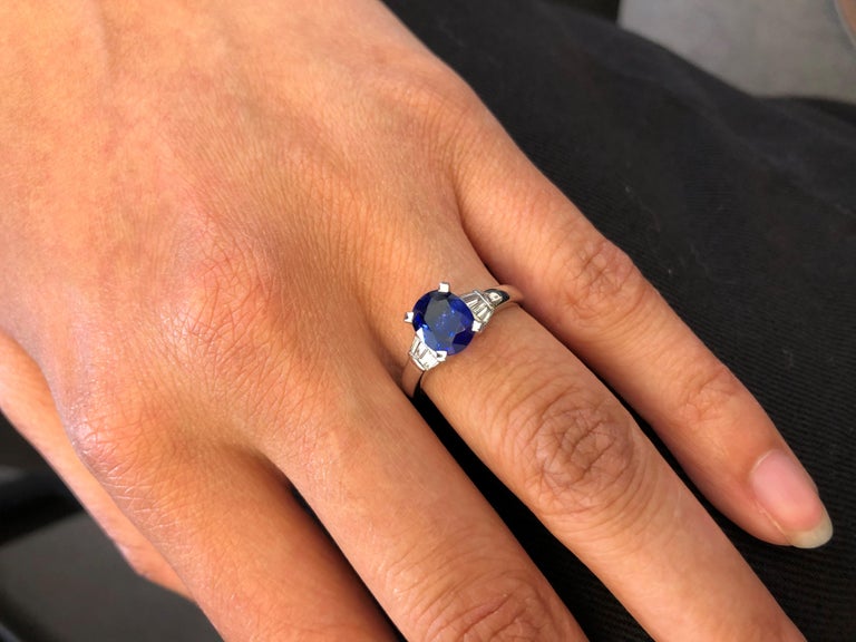 Classic Sapphire and Diamond Ring in 18 Karat White Gold