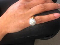 Unique South Sea Pearl and Diamond Ring in Yellow and White Gold