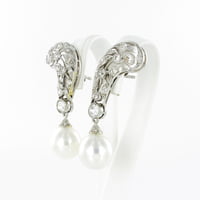 Cultured South Sea Pearls And Diamond Earrings In Platinum