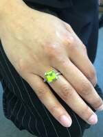 Juicy Green Peridot Set in White Gold 18 Karat Juicy Green Peridot Set in White Gold 18 Karat