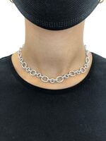 Elegant Diamond Link Necklace in White Gold