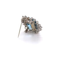 Aquamarine and Diamond Pendant/Brooch in 18 Karat White Gold by J. F. Neukomm