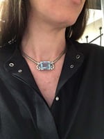Aquamarine and Diamond Gold Necklace Aquamarine and Diamond Gold Necklace