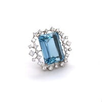 Aquamarine and Diamond Pendant/Brooch in 18 Karat White Gold by J. F. Neukomm