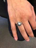 Fabulous Tahitian Pearl and Diamond Ring in White Gold