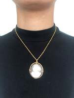 Carved Shell Cameo Pendant with Frame in 18 Karat Yellow Gold Carved Shell Cameo Pendant with Frame in 18 Karat Yellow Gold