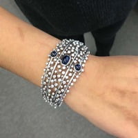 Decorative Sapphire and Diamond Bangle in White Gold 18 Karat