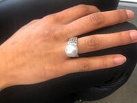 Magnificent Cultured South Sea Pearl and Diamond Ring in White Gold Magnificent Cultured South Sea Pearl and Diamond Ring in White Gold