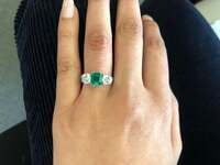 Antique Platinum Emerald Diamond Ring