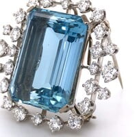 Aquamarine and Diamond Pendant/Brooch in 18 Karat White Gold by J. F. Neukomm