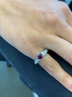 Ruby and Princess-Cut Diamond Ring in 18 Karat White Gold